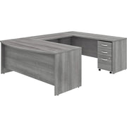 Bush Business Furniture Studio C U Shaped Desk Set, 72"W x 36"D Front Desk, 72"W x 24"D Credenza, 42"W Return, 3-Drawer Mobile File Cabinet, Platinum Gray, 1 Each