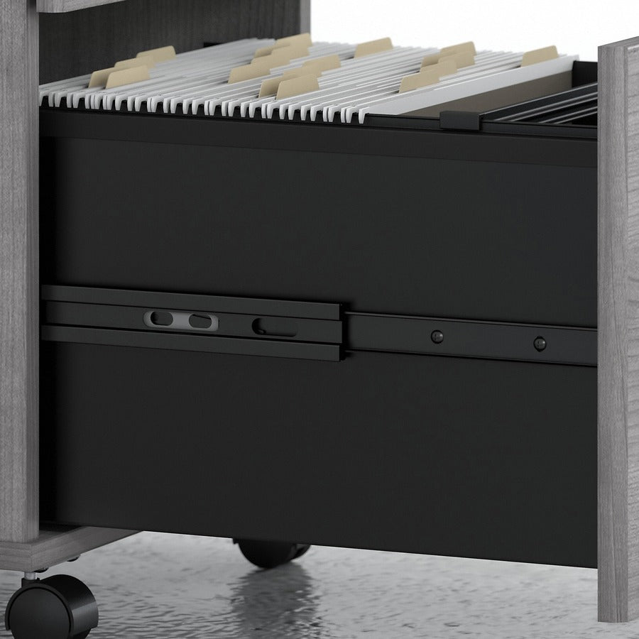 Bush Business Furniture Studio C U Shaped Desk Set, 72"W x 36"D Front Desk, 72"W x 24"D Credenza, 42"W Return, 3-Drawer Mobile File Cabinet, Platinum Gray, 1 Each