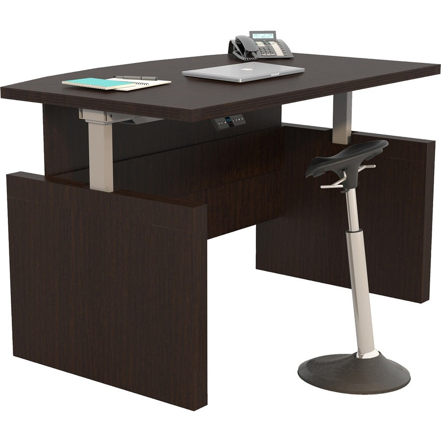 Safco Aberdeen Height-Adjustable Desk, 1.6" Thick Work Surface, 49.2" H x 72" W, Mocha Laminate, 1 Each