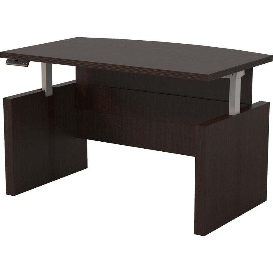 Safco Aberdeen Height-Adjustable Desk, 1.6" Thick Work Surface, 49.2" H x 72" W, Mocha Laminate, 1 Each