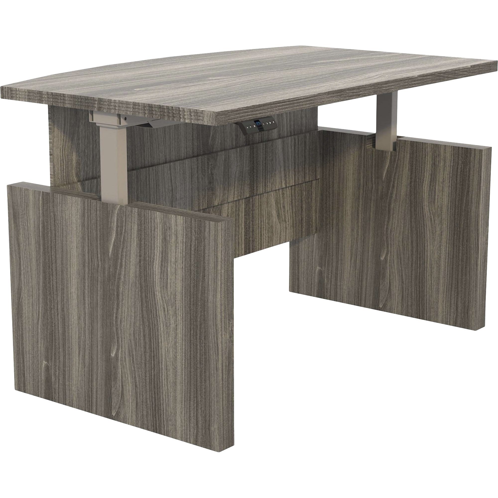 Safco Aberdeen Height-Adjustable Desk, 1.6" Thick Work Surface, 49.2" H x 72" W, Gray Steel Laminate, 1 Each