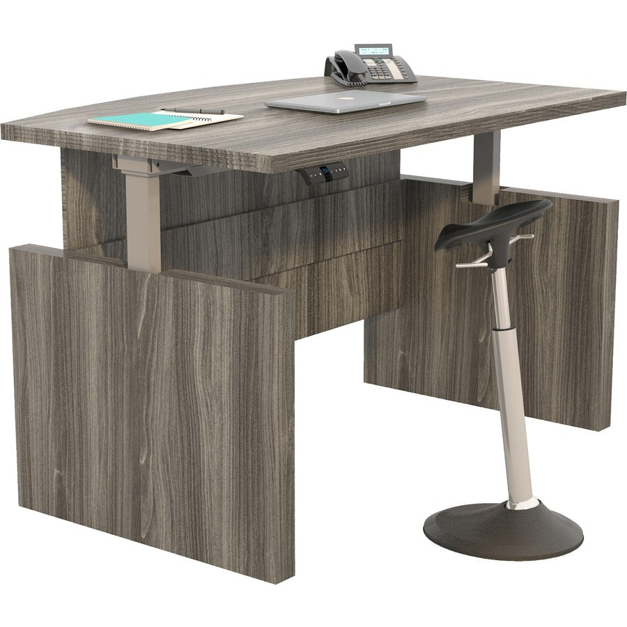 Safco Aberdeen Height-Adjustable Desk, 1.6" Thick Work Surface, 49.2" H x 72" W, Gray Steel Laminate, 1 Each