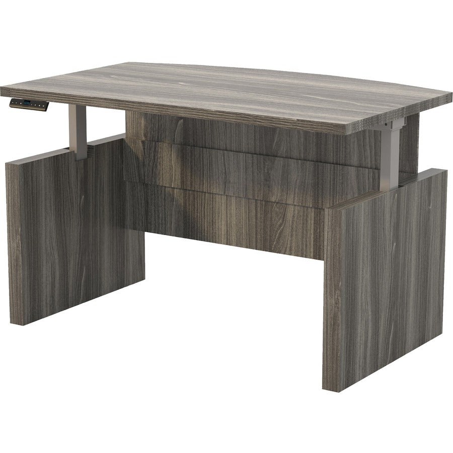 Safco Aberdeen Height-Adjustable Desk, 1.6" Thick Work Surface, 49.2" H x 72" W, Gray Steel Laminate, 1 Each