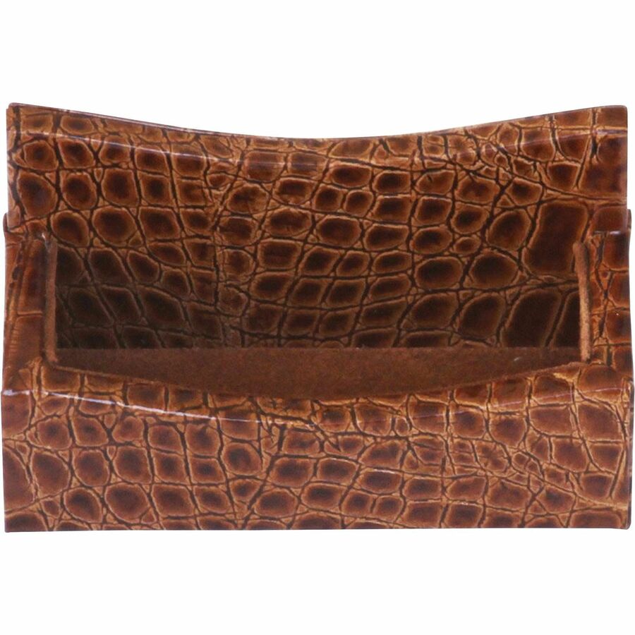 Protacini Cognac Brown Italian Patent Leather Business Card Holder