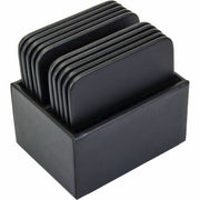 Dacasso Leatherette Square Coaster Set, Black, Includes 10 Square Coasters with Holder, 1 Each