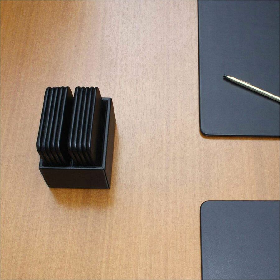 Dacasso Leatherette Square Coaster Set, Black, Includes 10 Square Coasters with Holder, 1 Each