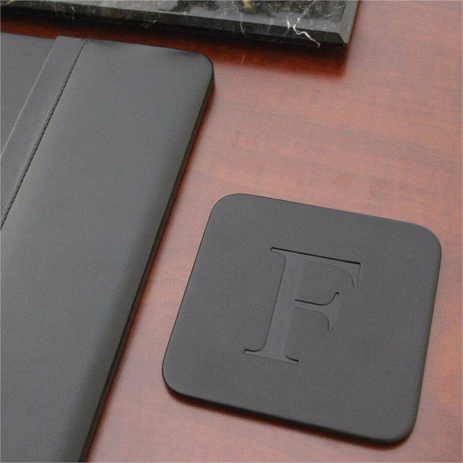 Dacasso Leatherette Square Coaster Set, Black, Includes 10 Square Coasters with Holder, 1 Each