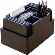 Dacasso Leather Square Coaster Set, Black, Top Grain Leather, Includes 8 Square Coasters, 1 Set