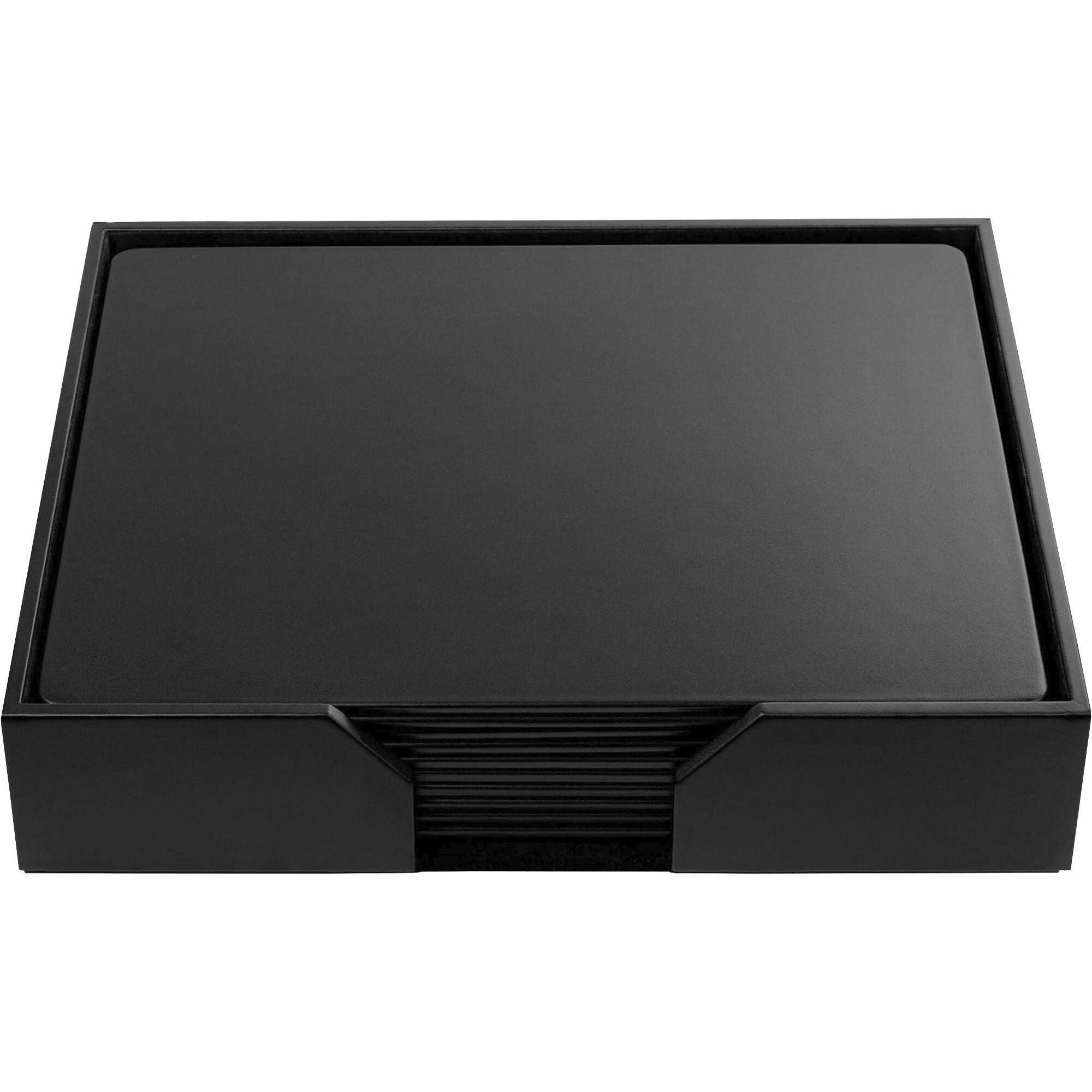 Dacasso Leatherette Conference Room Set, 11-Piece, Rectangular, 17" x 14", Black, Leatherette and Velveteen