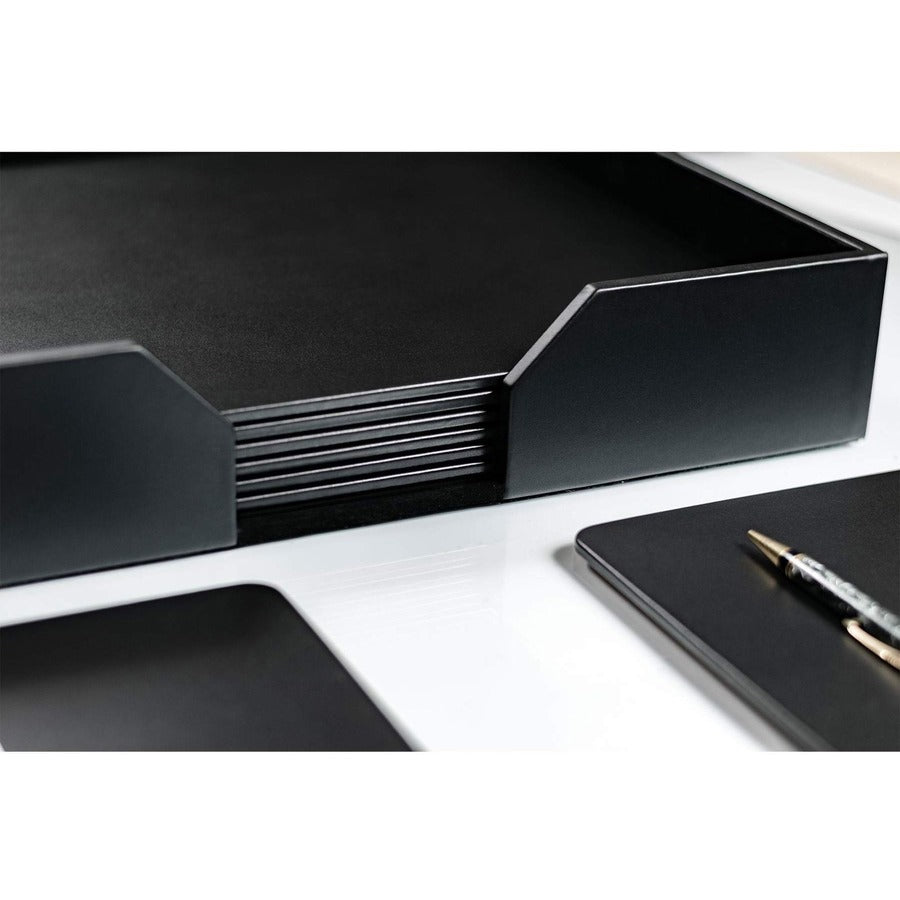 Dacasso Leatherette Conference Room Set, 11-Piece, Rectangular, 17" x 14", Black, Leatherette and Velveteen