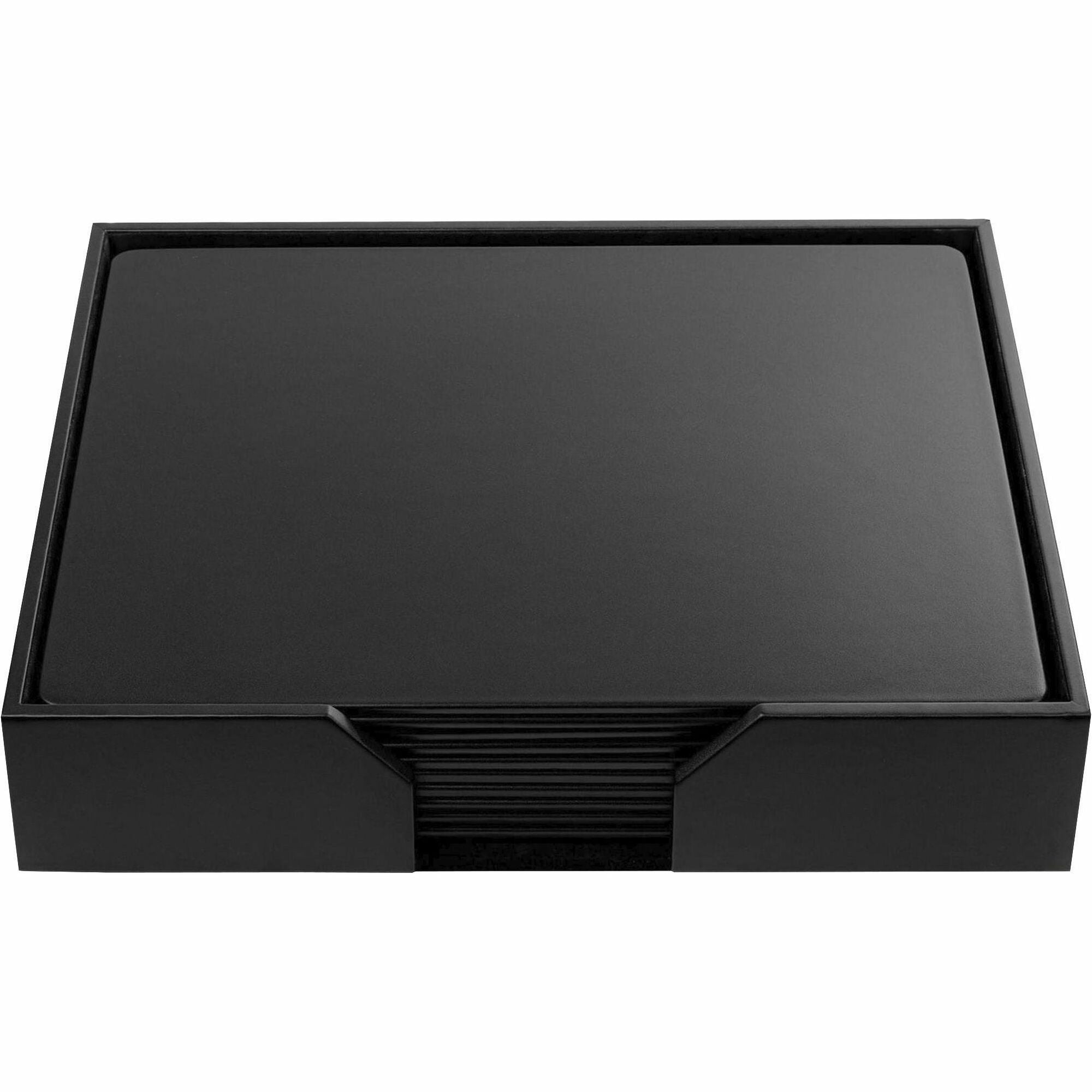 Dacasso Leatherette Conference Room Set, 11-Piece, Rectangular, 20" Wide, Black, Includes 10 Conference Pads and Pad Holder