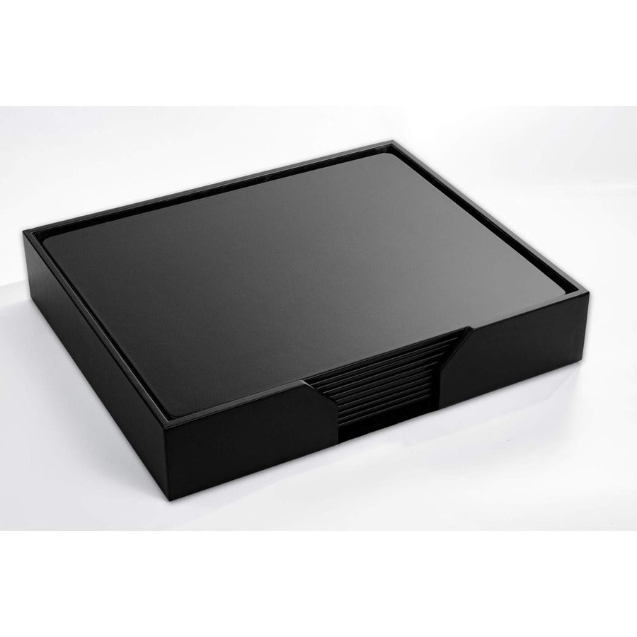 Dacasso Leatherette Conference Room Set, 11-Piece, Rectangular, 20" Wide, Black, Includes 10 Conference Pads and Pad Holder