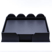 Dacasso 23-Piece Leatherette Conference Room Set, Includes 10 Rectangular Pads (17" x 14") and 12 Round Coasters, Navy Blue, Velveteen Lining
