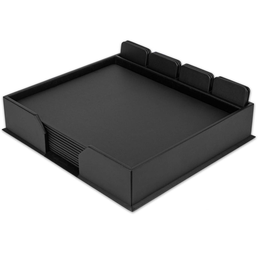 Dacasso 23-Piece Leatherette Conference Room Set, Black, Includes 10 Conference Pads and 12 Square Coasters