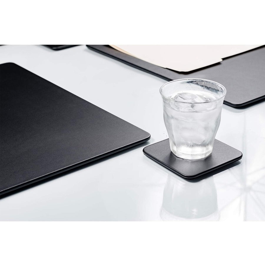 Dacasso 23-Piece Leatherette Conference Room Set, Black, Includes 10 Conference Pads and 12 Square Coasters