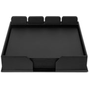Dacasso 23-Piece Leatherette Conference Room Set, Black, Includes 10 Conference Pads and 12 Square Coasters