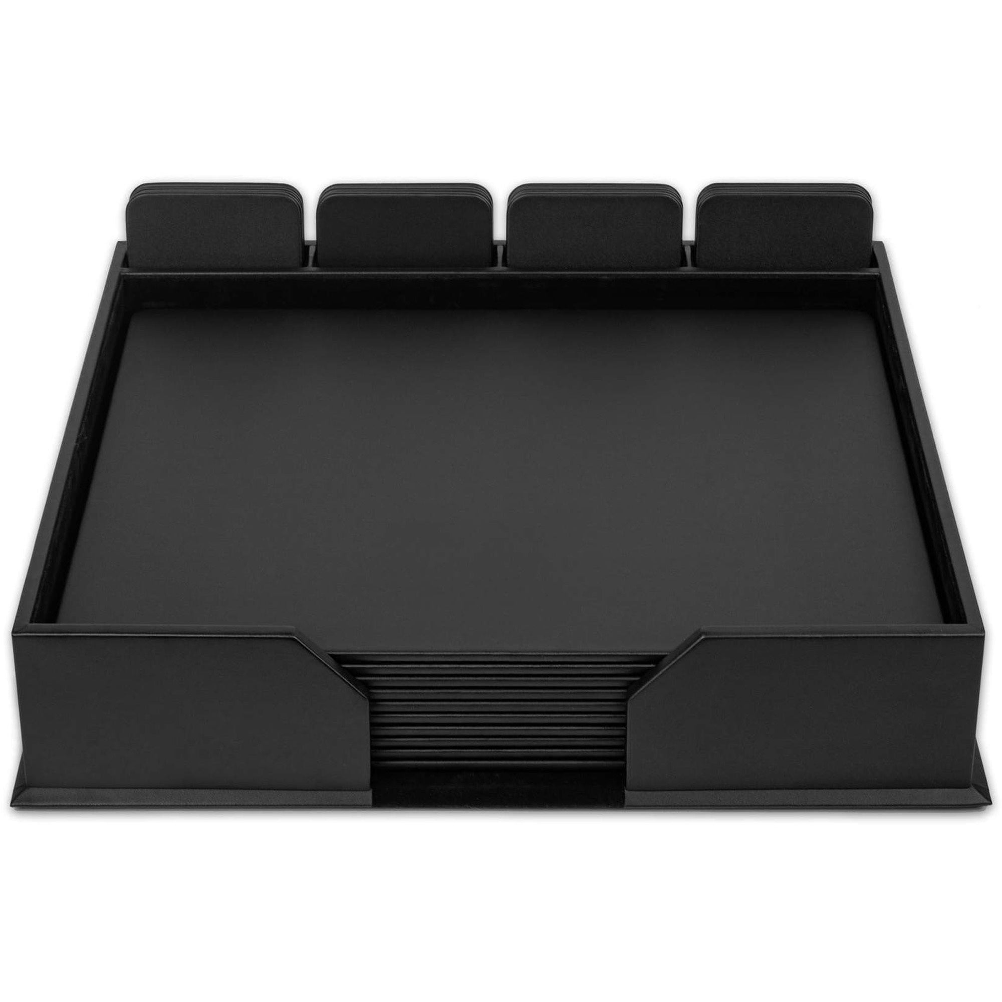 Dacasso 23-Piece Leatherette Conference Room Set, Black, Includes 10 Conference Pads and 12 Square Coasters