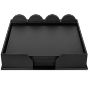Dacasso Leatherette Conference Room Set, 23-Piece, Includes 10 Conference Pads and 12 Round Coasters, Rectangular, 17" Width, Black