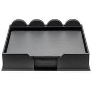 Dacasso Leatherette Conference Room Set, 23-Piece, Includes 10 Conference Pads and 12 Round Coasters, Rectangular, 17" Width, Gray, Leatherette and Velveteen