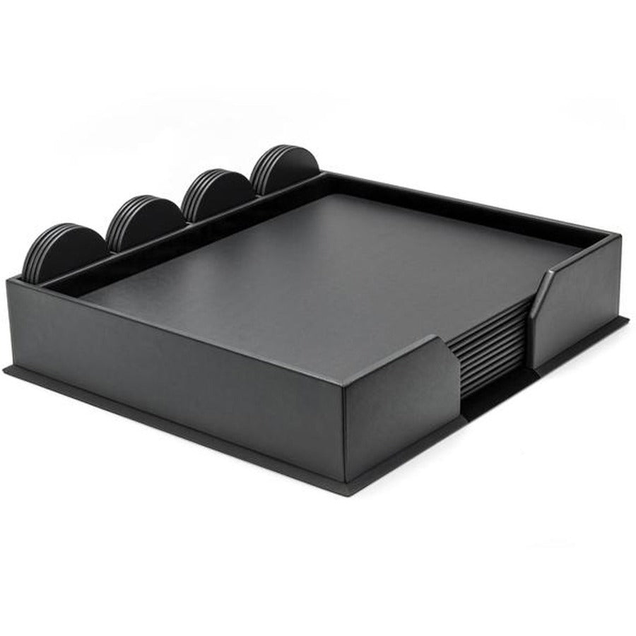 Dacasso Leatherette Conference Room Set, 23-Piece, Includes 10 Conference Pads and 12 Round Coasters, Rectangular, 17" Width, Gray, Leatherette and Velveteen