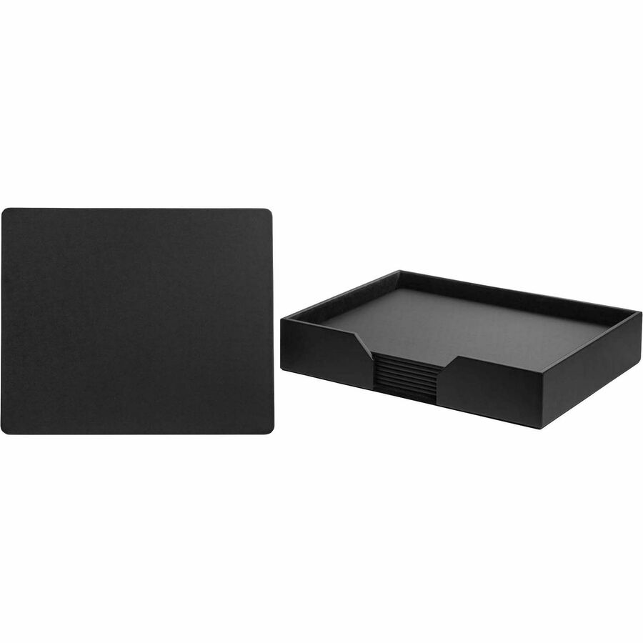 Dacasso Leatherette Conference Room Set, 9-Piece, Rectangular, 17" x 14", Black, Includes 8 Pads and 1 Pad Holder