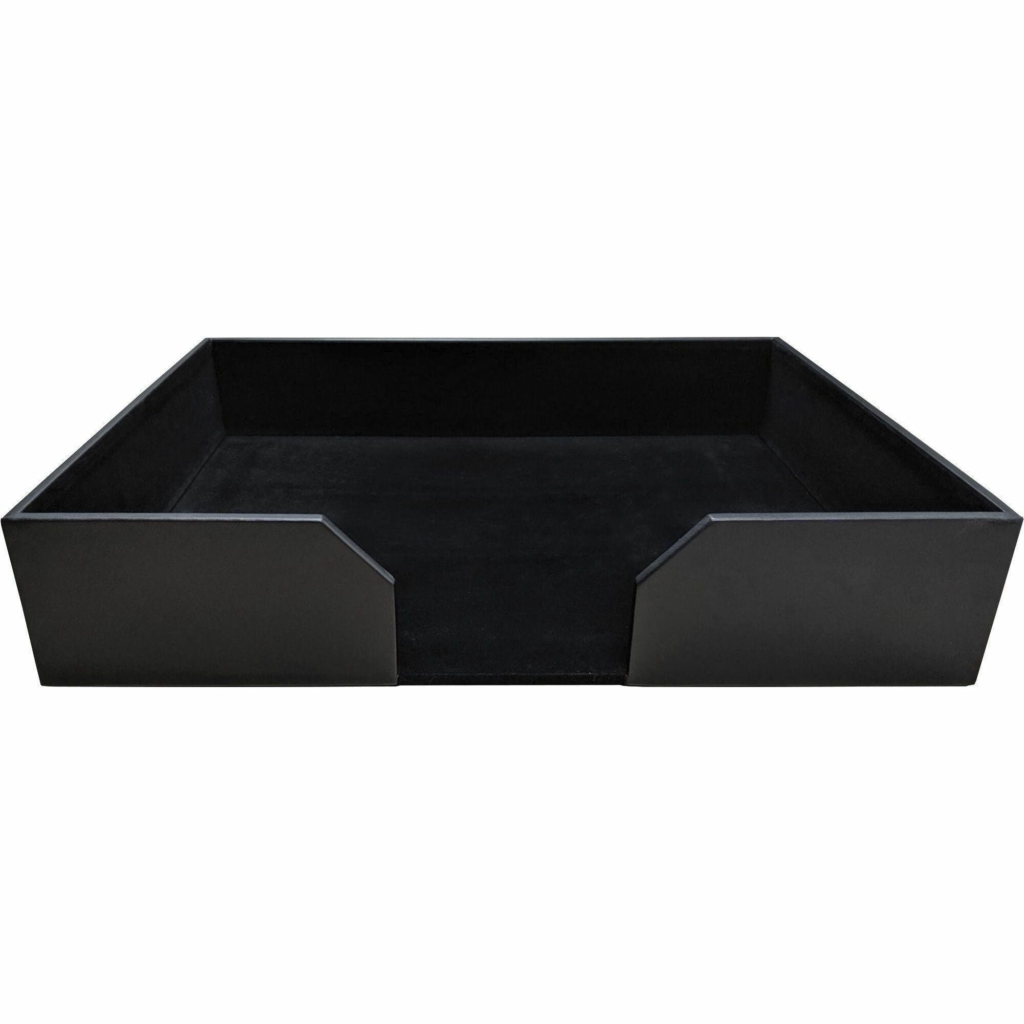 Dacasso Classic Leather Conference Pad Holder, 17" x 14", Black, Leather/Felt/Fabric, 1 Each