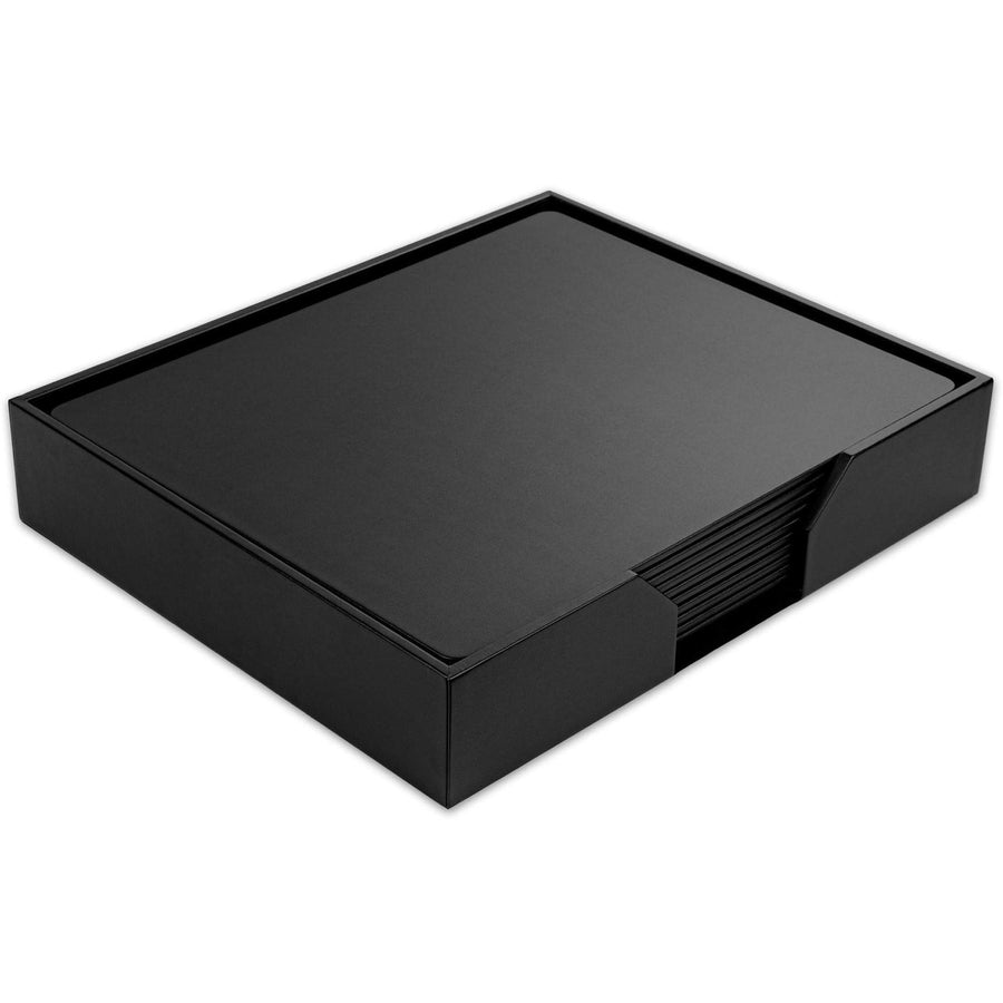 Dacasso 11-Piece Black Top Grain Leather Conference Room Set, Includes 10 Conference Pads and Pad Holder, Rectangular, 17" x 14"