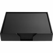 Dacasso 11-Piece Black Top Grain Leather Conference Room Set, Rectangular, 20" Width, Includes 10 Pads and Pad Holder