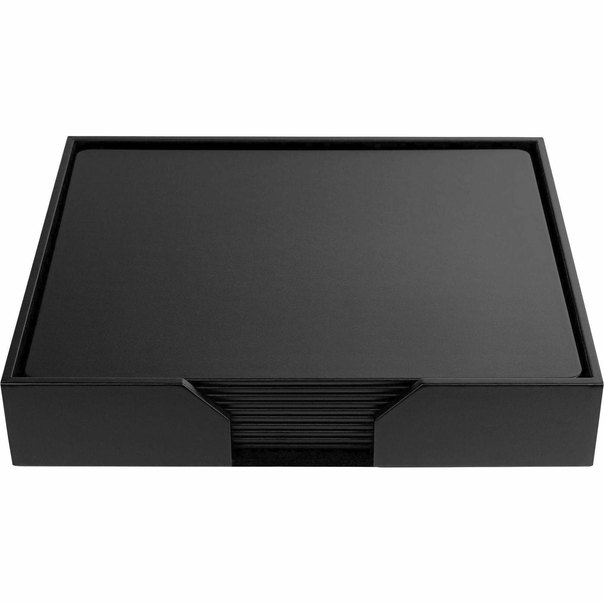 Dacasso 11-Piece Black Top Grain Leather Conference Room Set, Rectangular, 20" Width, Includes 10 Pads and Pad Holder