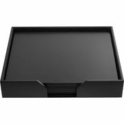 Dacasso Leather Conference Room Set, 9-Piece, Rectangular, 17" x 14", Top Grain Leather, Velveteen, Black, Includes 8 Pads and 1 Pad Holder
