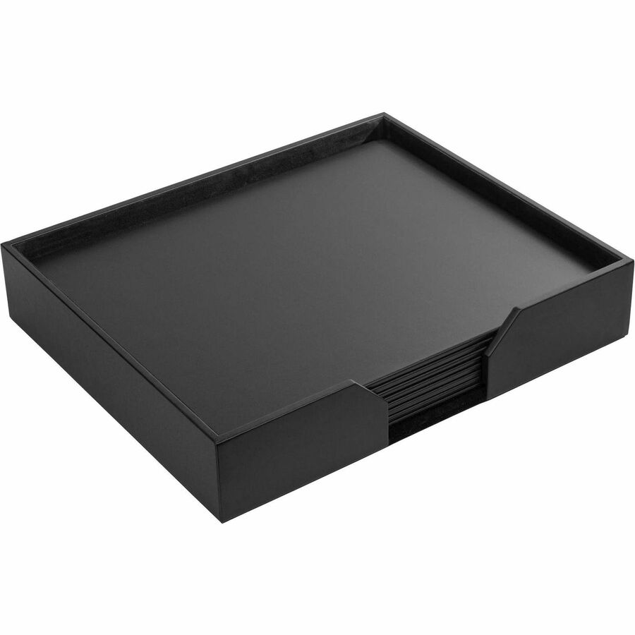 Dacasso Leather Conference Room Set, 9-Piece, Rectangular, 17" x 14", Top Grain Leather, Velveteen, Black, Includes 8 Pads and 1 Pad Holder