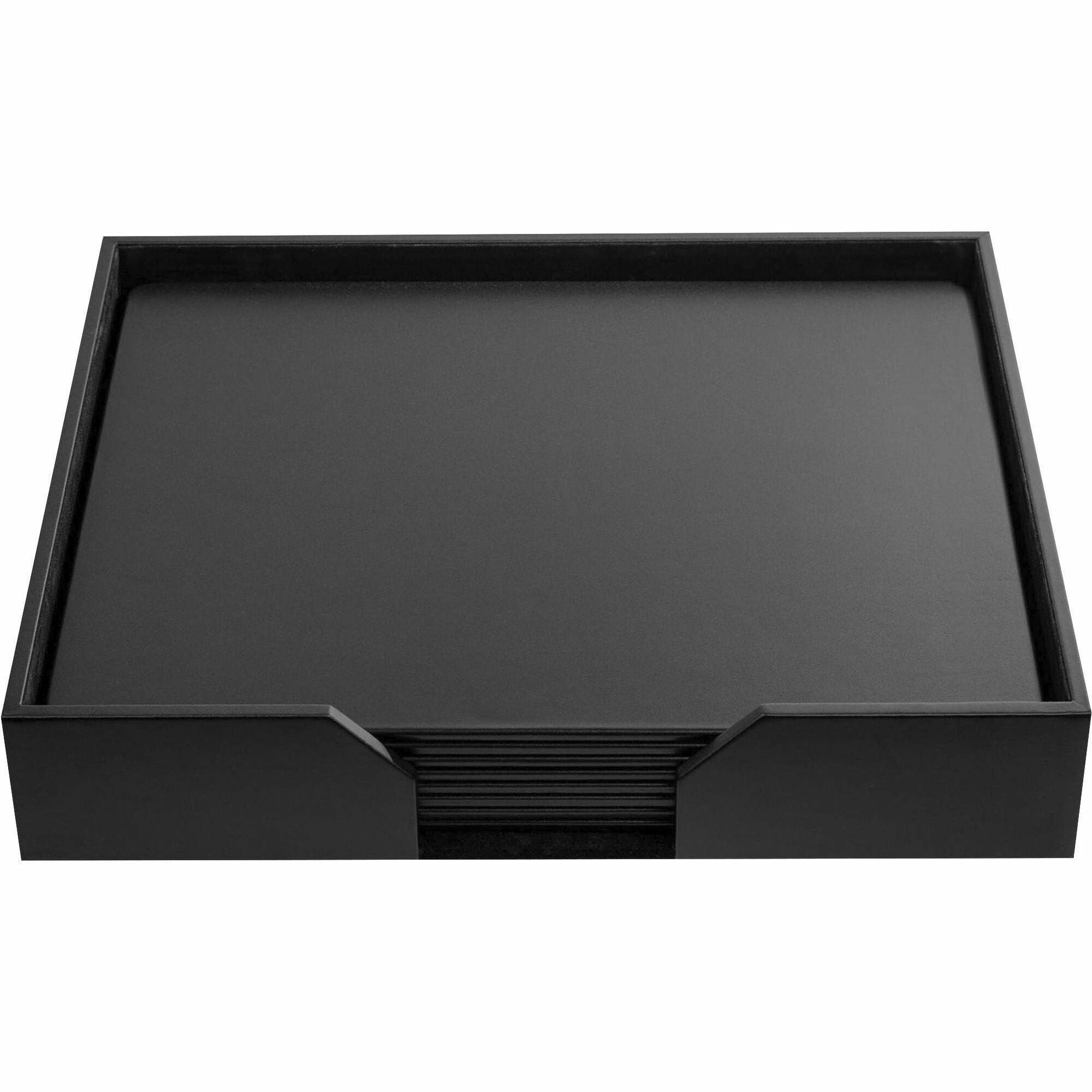 Dacasso Leather Conference Room Set, 9-Piece, Rectangular, 20" Wide, Top Grain Leather, Velveteen, Black, Includes 8 Pads and Pad Holder, 1 Each