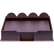 Dacasso Leatherette Conference Room Set, 23-Piece, Includes 10 Conference Pads and 12 Round Coasters, Rectangular, 17" Width, Chocolate Brown