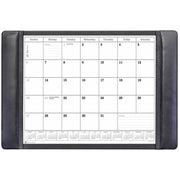 Dacasso Leather Calendar Desk Pad, Rectangular, Black, Top Grain Leather, Leatherette, Velveteen, Includes 12 Sheets, Pack of 1