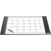 Dacasso Rustic Black Top Grain Leather Calendar Desk Pad, Rectangular, Includes 12 Monthly Sheets, Velveteen Lining, 1 Each