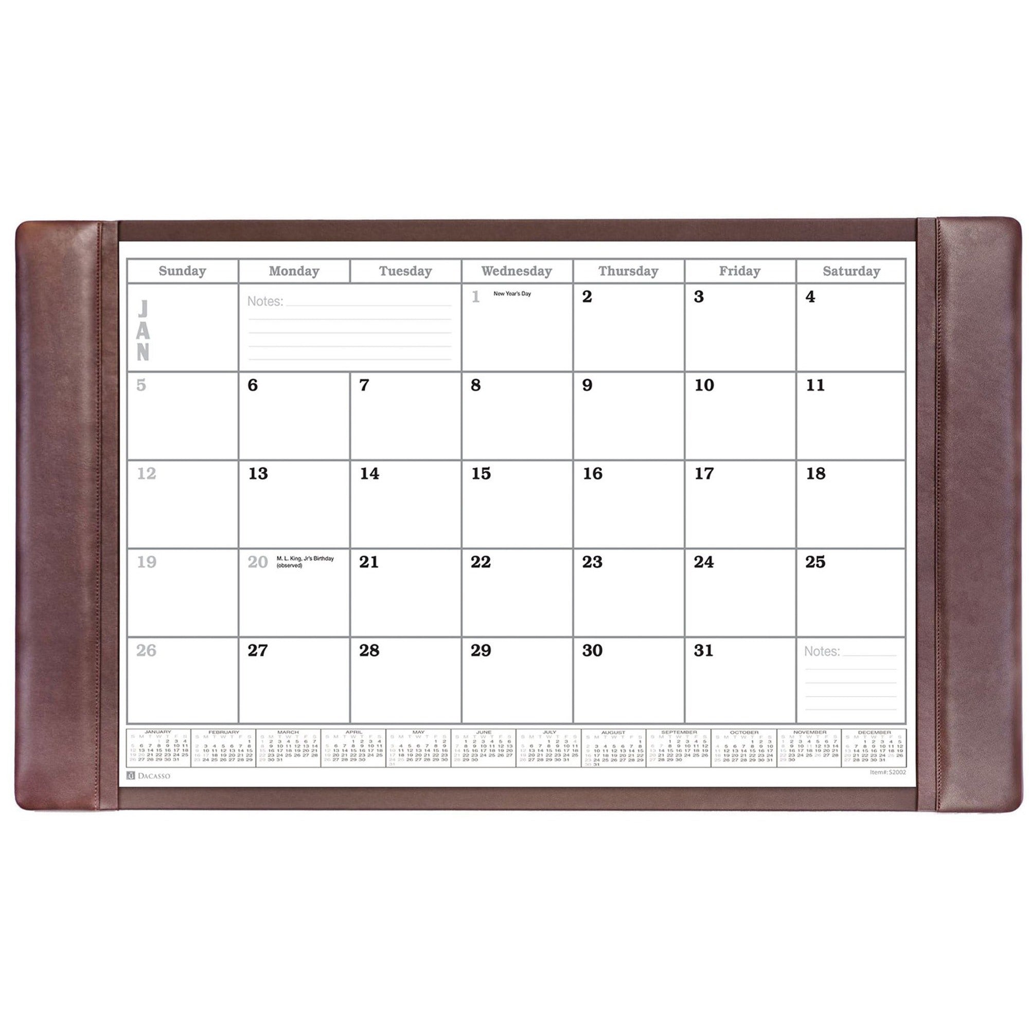 Dacasso Leather Conference Table Pad, Rectangular, 34" Width, Chocolate Brown, Top Grain Leather, Velveteen, Includes 12 Sheets, 1 Each
