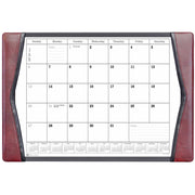 Dacasso Leather Calendar Desk Pad, Rectangular, Burgundy, Top Grain Leather & Velveteen, Includes 12 Monthly Sheets, 1 Each