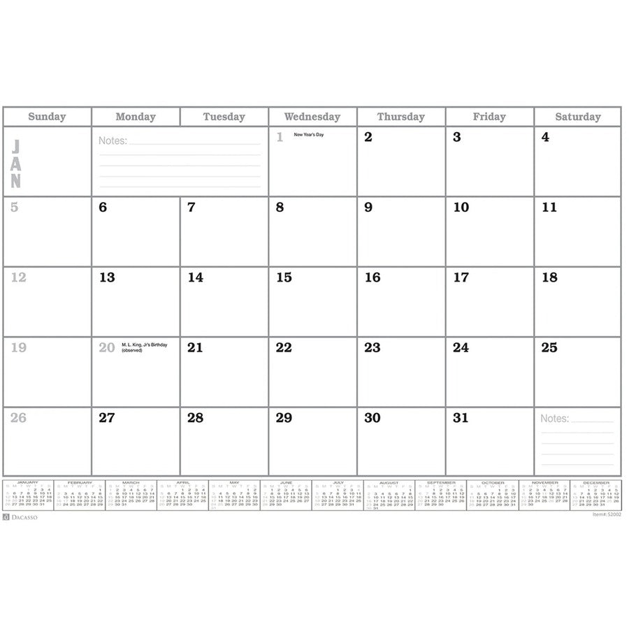 Dacasso Leather Calendar Desk Pad, Rectangular, Burgundy, Top Grain Leather, Velveteen, Includes 12 Monthly Sheets, 1 Each