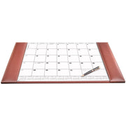 Dacasso Rustic Leather Calendar Desk Pad, Rectangular, 12 Sheets, Top Grain Leather, Velveteen, Rustic Brown, 1 Each