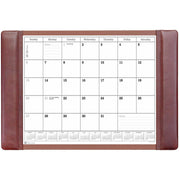 Dacasso Leather Calendar Desk Pad, Rectangular, 25.5" Wide, 12 Sheets, Top Grain Leather, Velveteen, Mocha, 1 Each