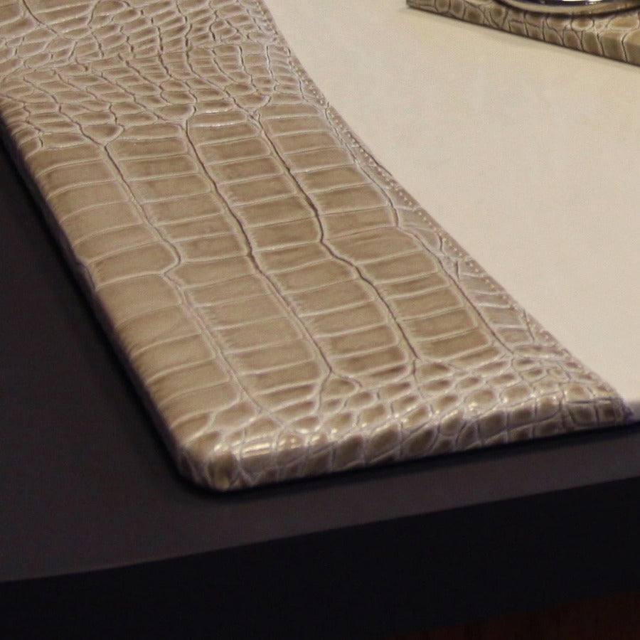 Protacini Breeze Beige Italian Patent Leather 34" x 20" Side-Rail Desk Pad