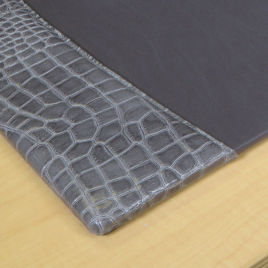 Protacini Castlerock Gray Italian Patent Leather 34" x 20" Side-Rail Desk Pad