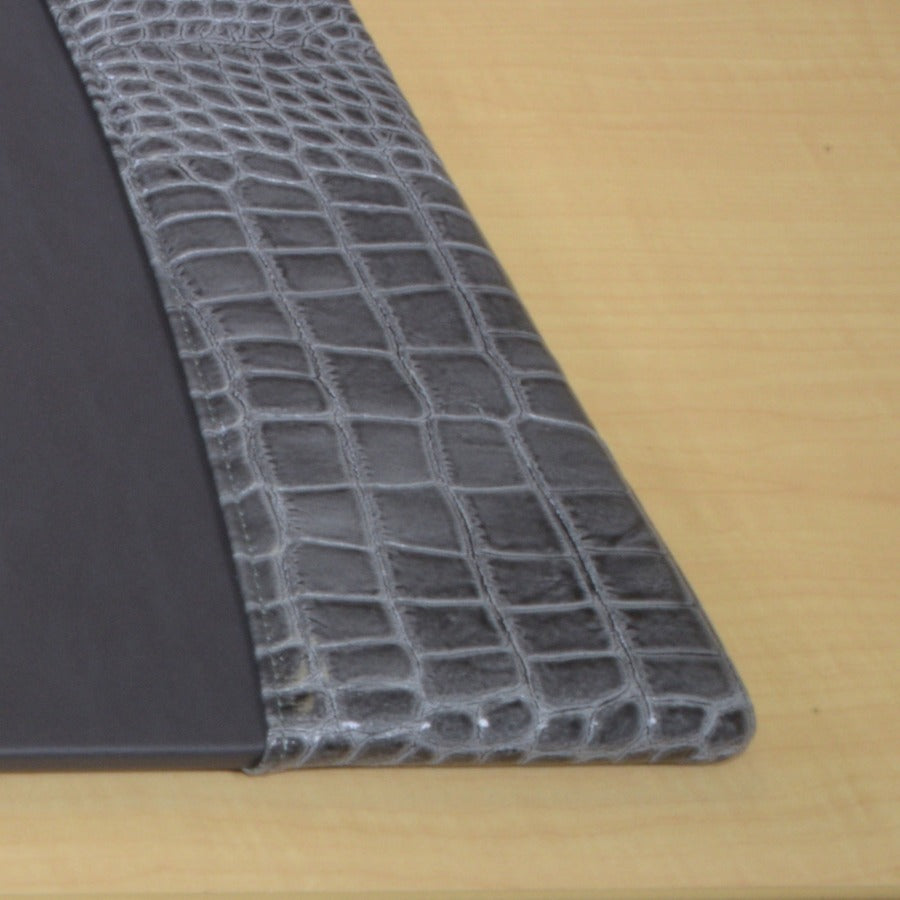 Protacini Castlerock Gray Italian Patent Leather 34" x 20" Side-Rail Desk Pad
