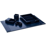 Dacasso Bonded Leather Desk Set, Navy Blue, 5-Piece Set (1 Each)