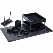 Dacasso Bonded Leather Desk Set, Black, 9-Piece, 1 Each