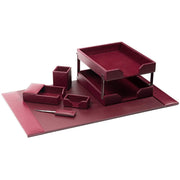 Dacasso Bonded Leather Desk Set, Burgundy, 8-Piece, 1 Each