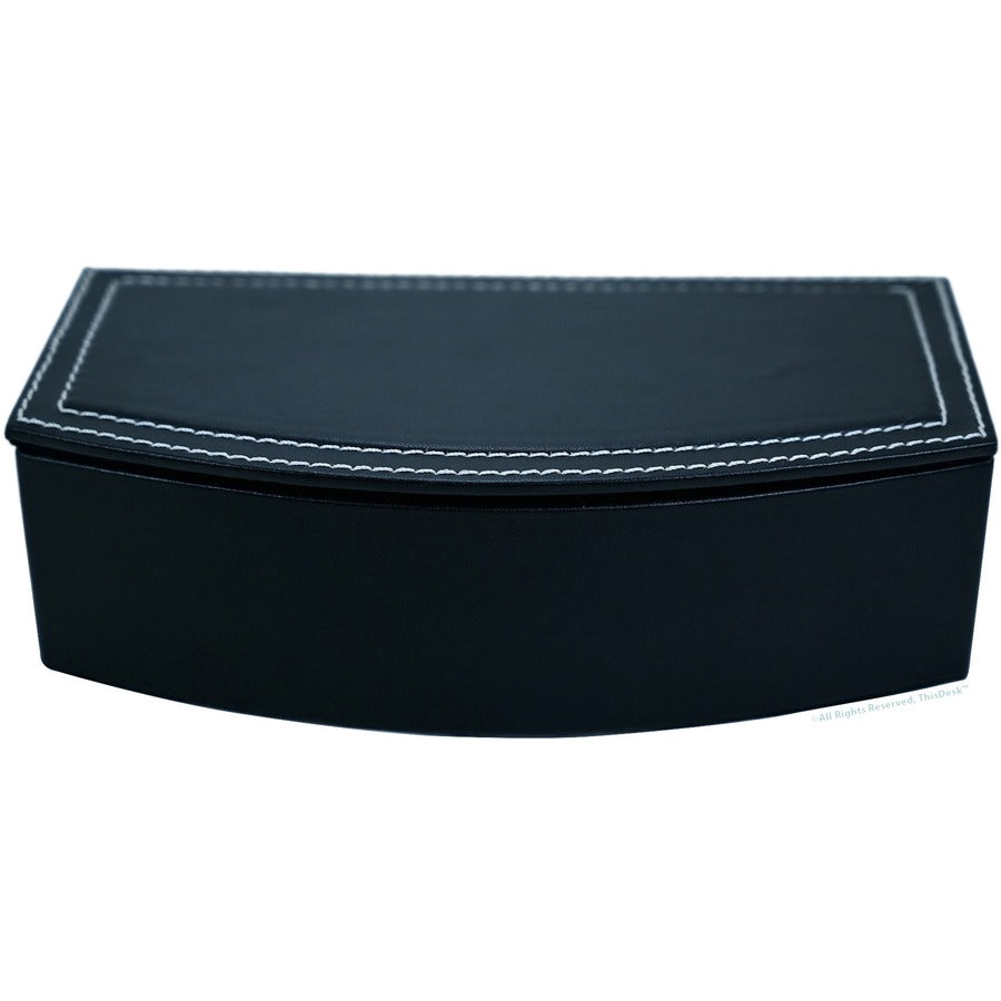 Dacasso 5-Piece Leather Desk Accessory Set, Black, Velveteen & PU Leather, Includes Desk Pad, Document Tray, Supply Box, Pencil Cup, Sticky Note Holder, 1 Each