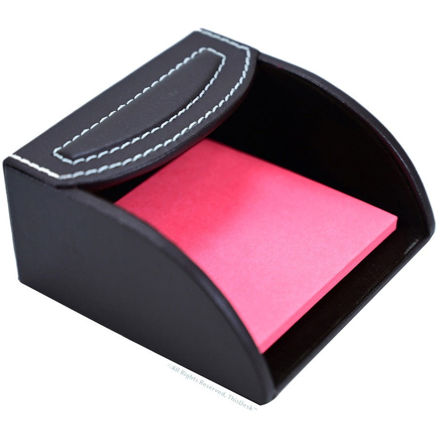 Dacasso 5-piece Brown Leather Desk Accessory Set, Velveteen and PU Leather, Includes Writing Pad, Document Tray, Hinged Supply Box, Pencil Cup, Sticky Note Holder, 1 Each