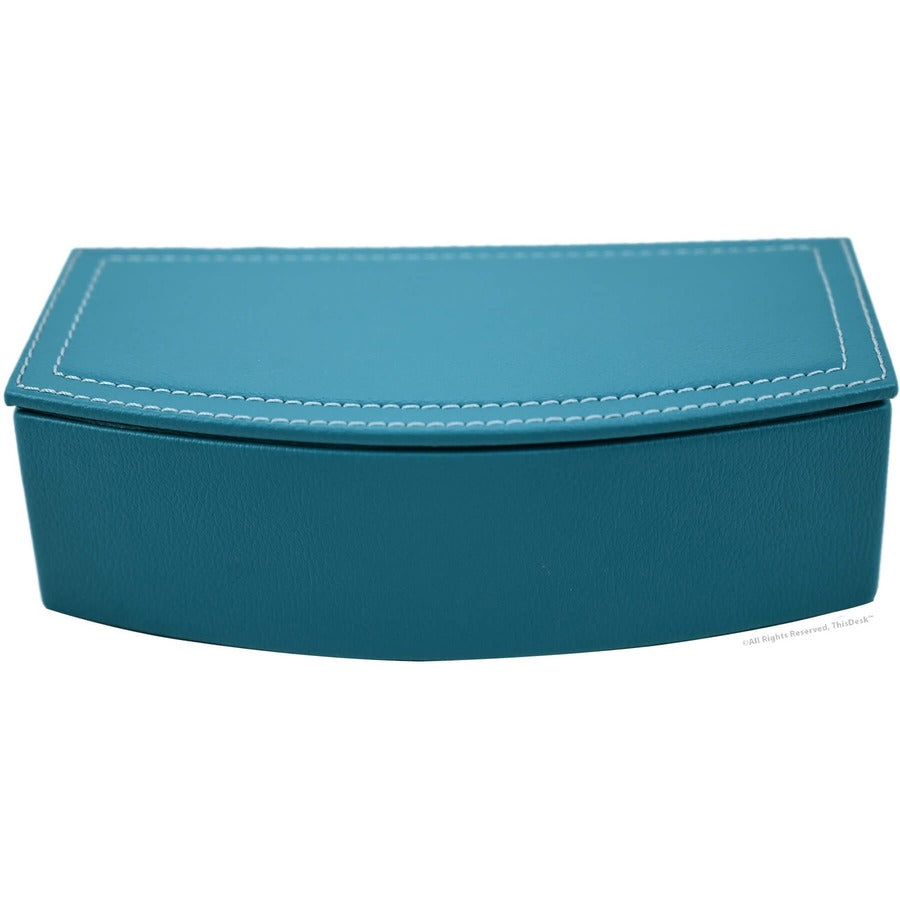 Dacasso 5-Piece Teal Desk Accessory Set, Velveteen & PU Leather, Includes Writing Pad, Document Tray, Supply Box, Pencil Cup, Sticky Note Holder, 1 Each