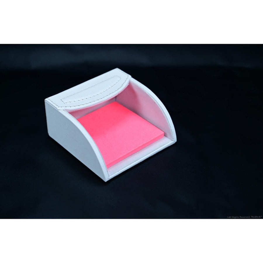 Dacasso 5-Piece White Leather Desk Accessory Set, Includes Writing Pad, Document Tray, Supply Box, Pencil Cup, Sticky Note Holder, 1 Each